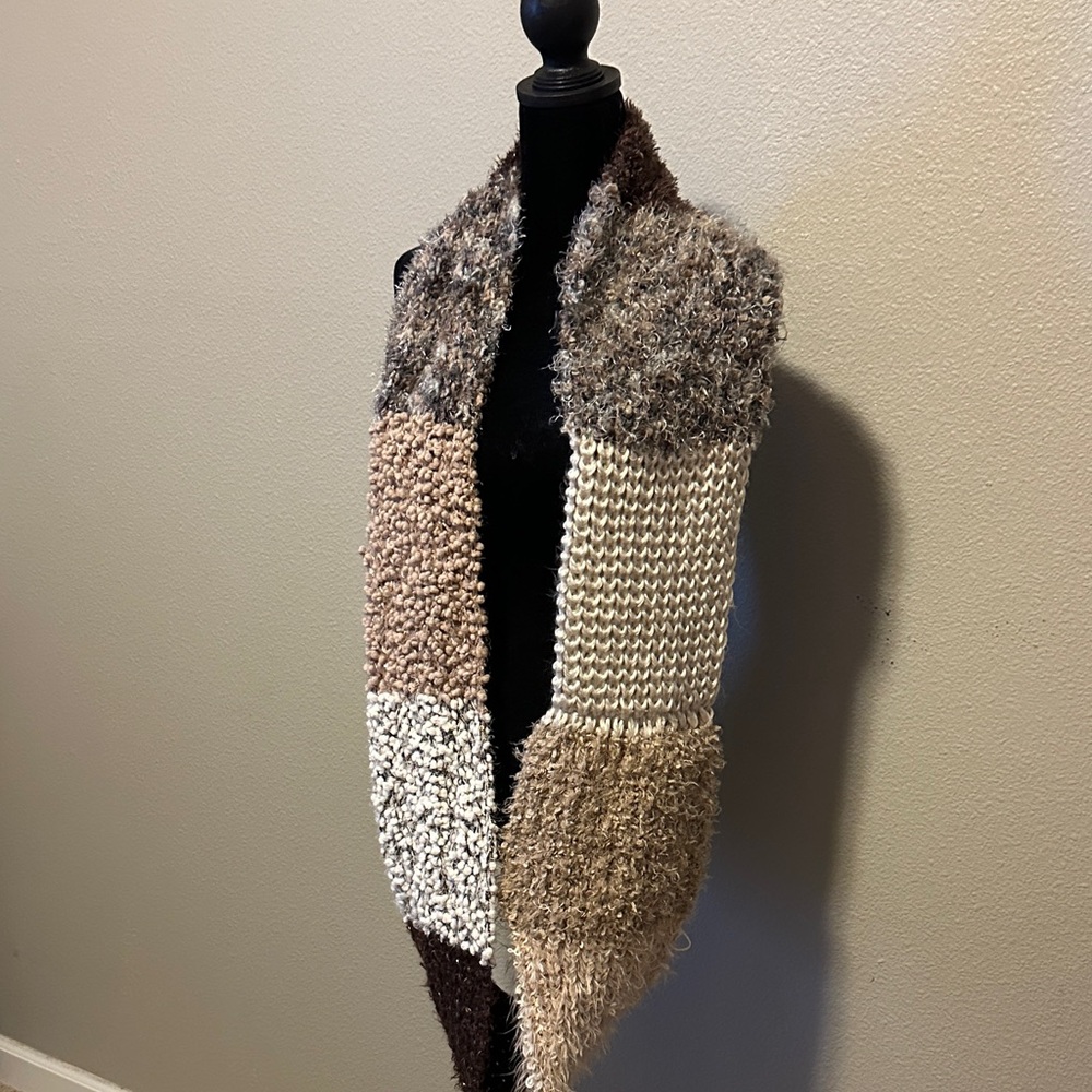 Sonoma Ivory and Chocolate Brown Multi Colors Infinity Knit Scarf - Picture 3 of 10
